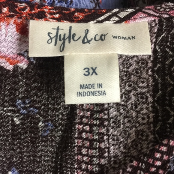 Style Co Mixed-Print Bell-Sleeve Floral Blouse - Picture 6 of 6